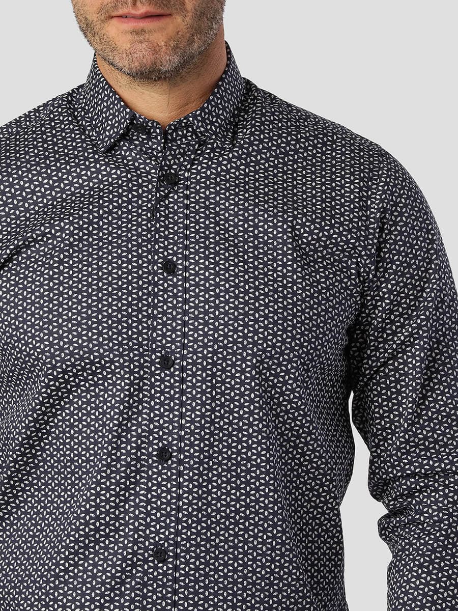 Marcus Πουκάμισο Με Μικροσχέδιο - Σκούρο‌‌ μπλε