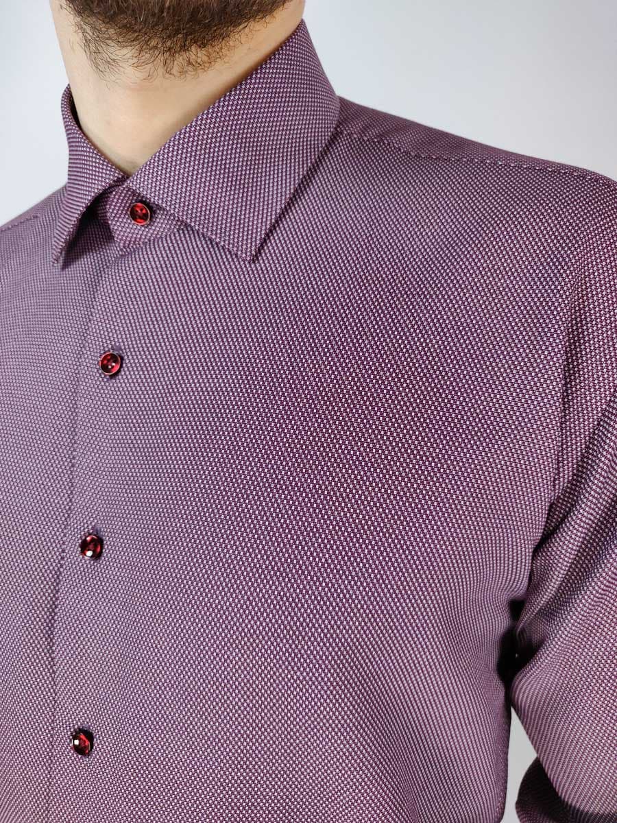 Carlo Bruni Πουκάμισο Με Μικροσχέδιο - Μπορντό - AMSTERDAM 11-24