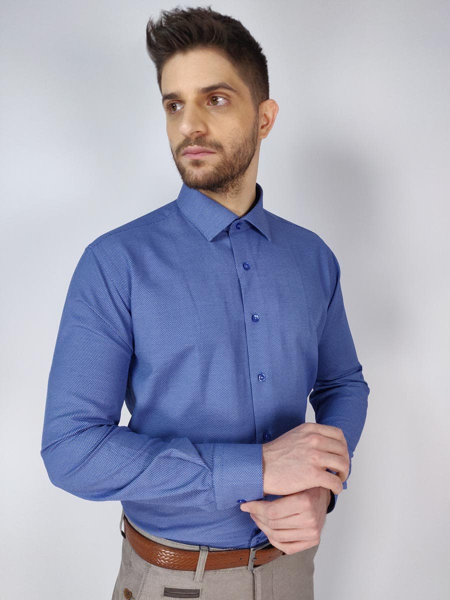 Carlo Bruni Πουκάμισο Με Μικροσχέδιο - Γαλάζιο - AMSTERDAM 11-24