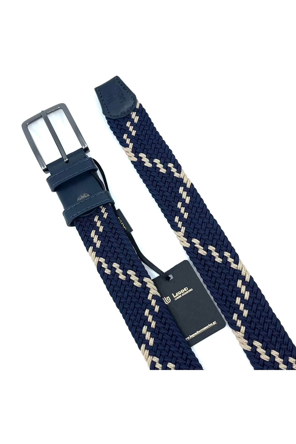 Legend Accessories Ελαστική Με Δερμάτινα Μέρη Μπλε - Σκούρο‌‌ μπλε