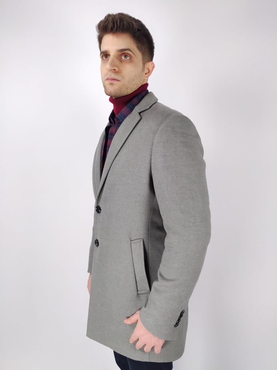 Leonardo Uomo Παλτό Γκρι Slim Fit