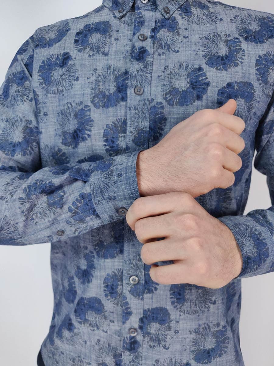 Marcus Πουκάμισο Floral - Σκούρο‌‌ μπλε - 31200168 WILLUM