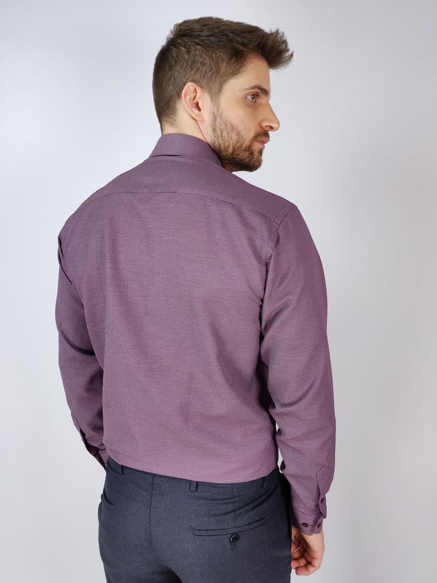 Carlo Bruni Πουκάμισο Με Μικροσχέδιο - Μπορντό - AMSTERDAM 11-24