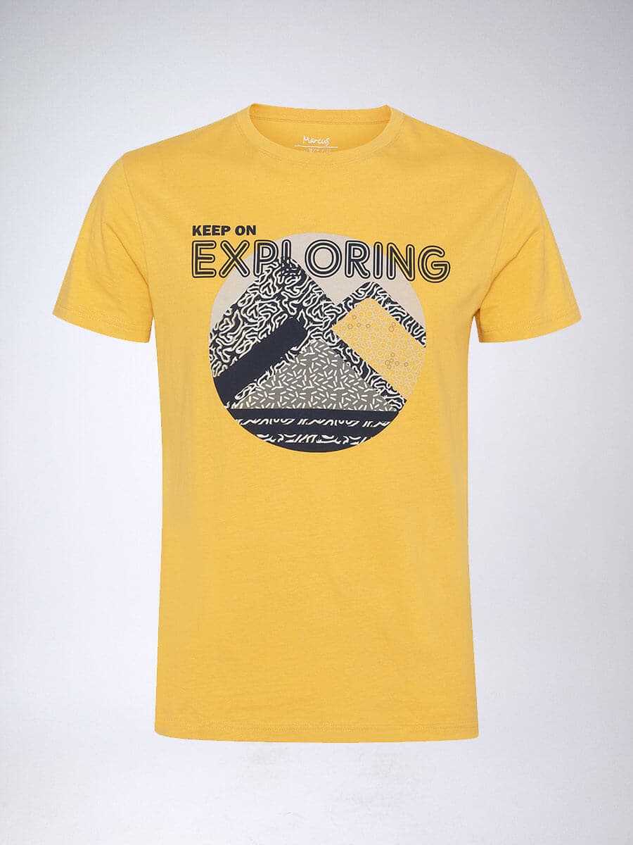 Marcus T-Shirt Με Στάμπα - Κίτρινο - 28200341 ELDON