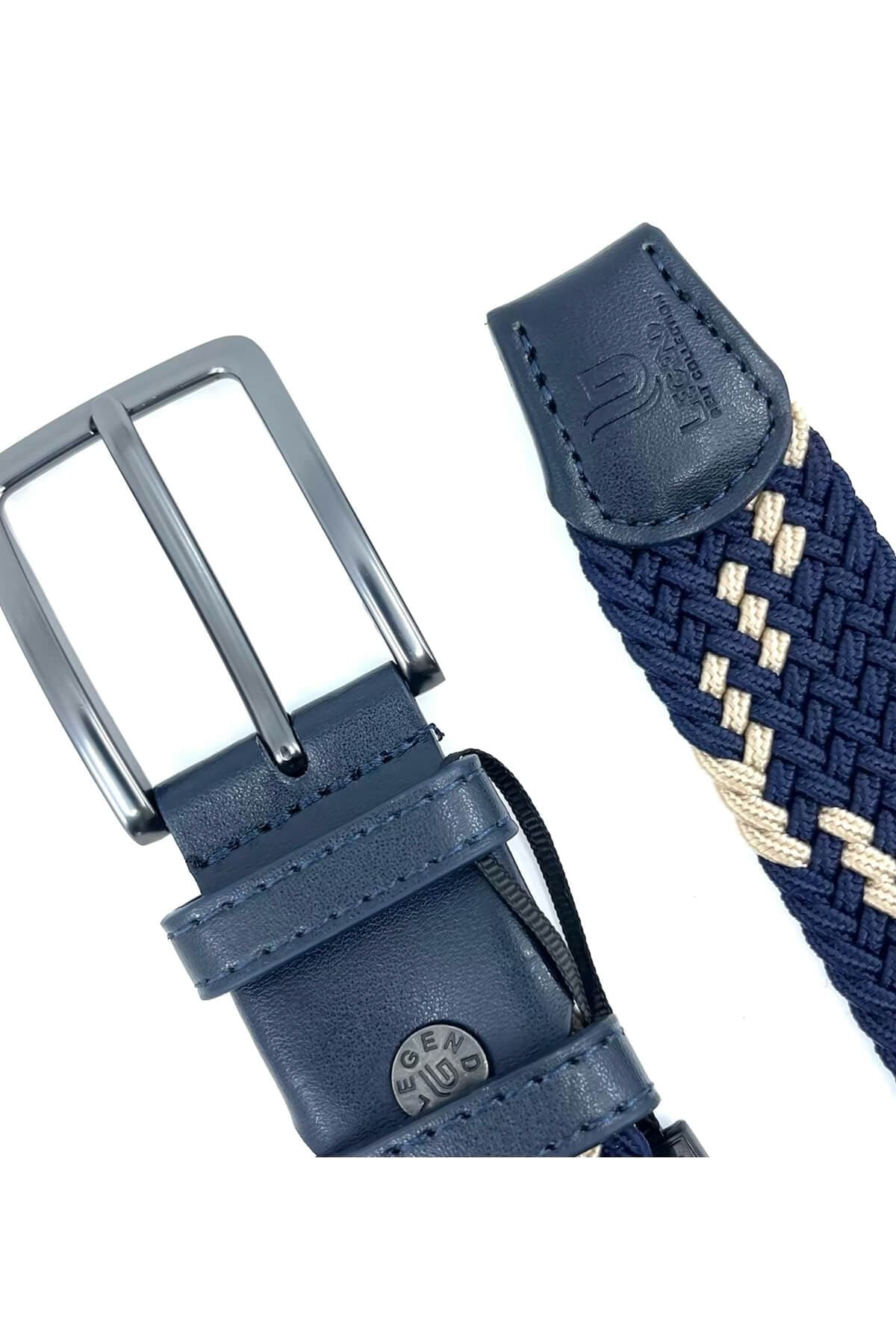 Legend Accessories Ελαστική Με Δερμάτινα Μέρη Μπλε - Σκούρο‌‌ μπλε