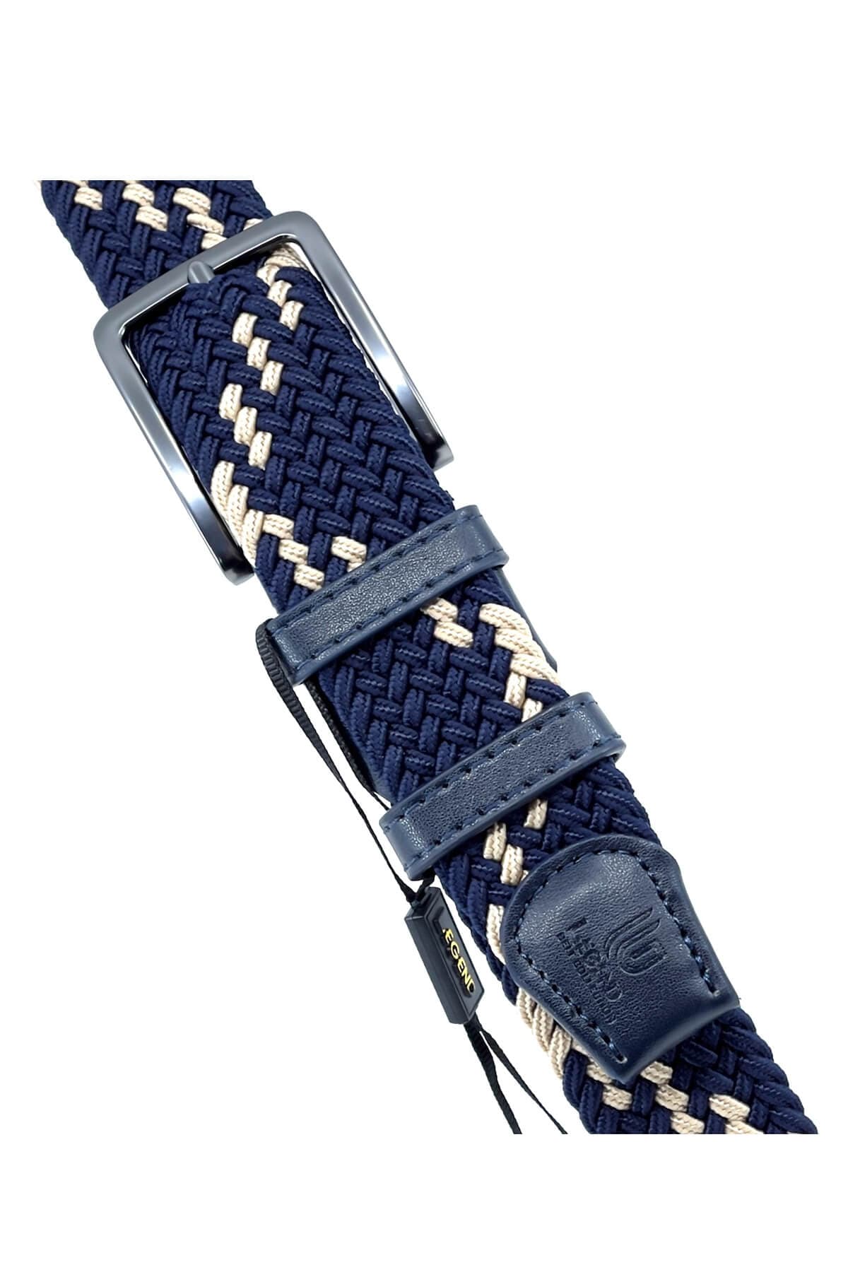 Legend Accessories Ελαστική Με Δερμάτινα Μέρη Μπλε - Σκούρο‌‌ μπλε