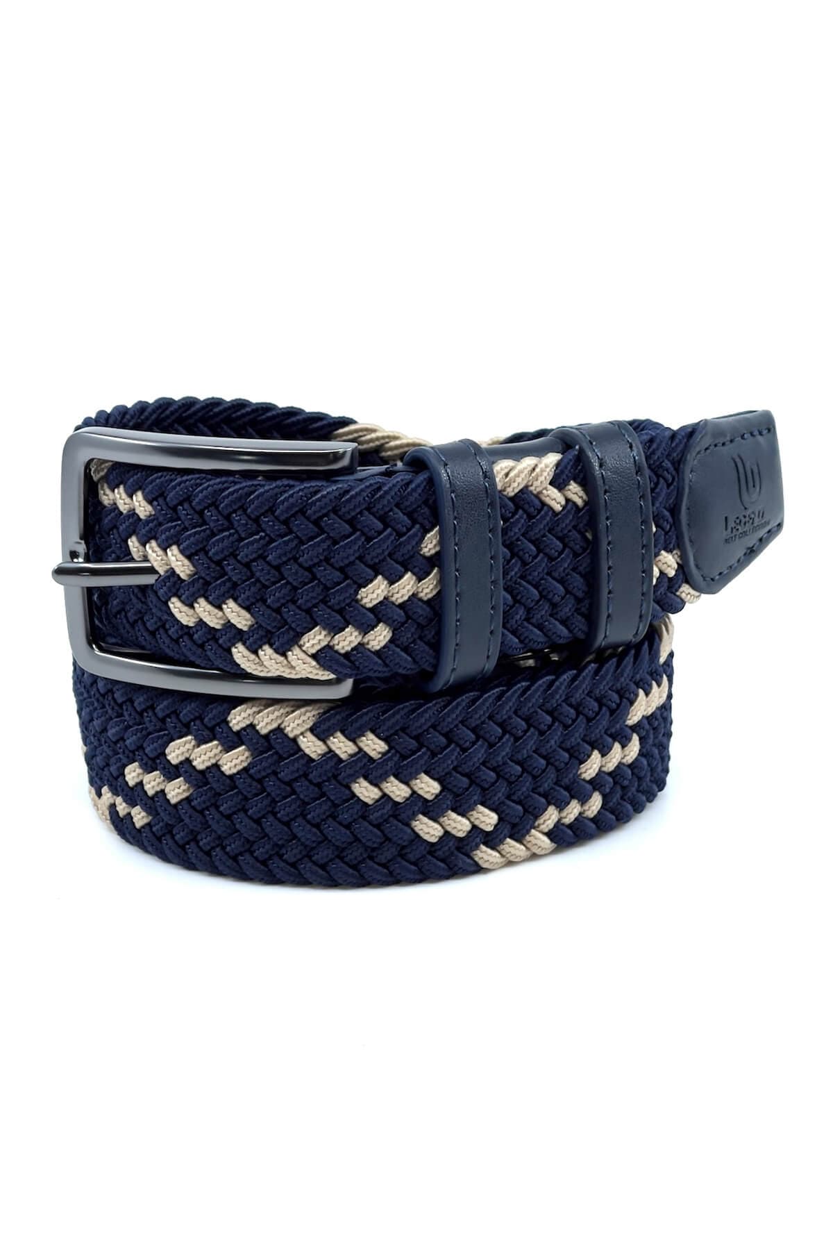 Legend Accessories Ελαστική Με Δερμάτινα Μέρη Μπλε - Σκούρο‌‌ μπλε