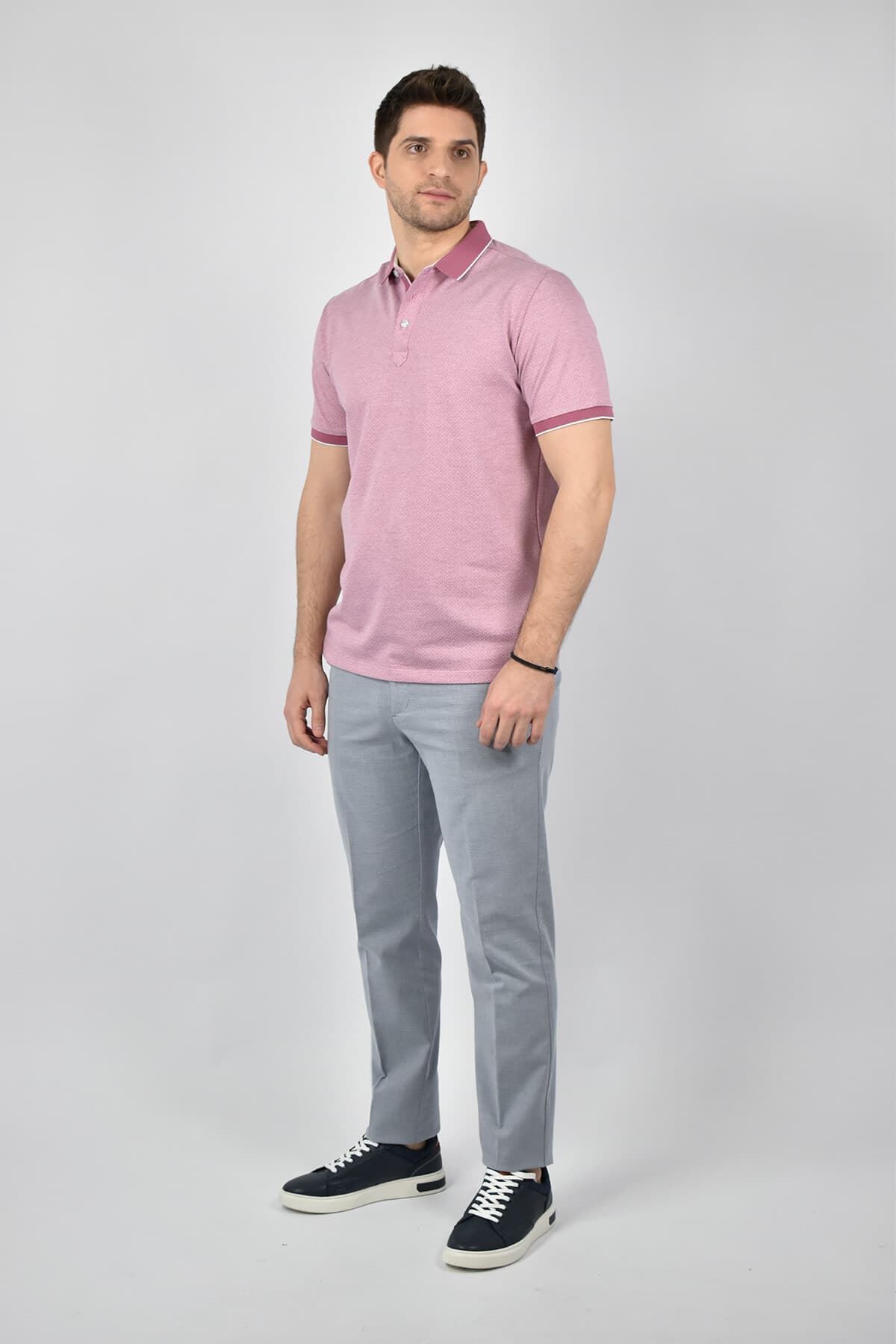 Shutton Blue Μπλούζα Πόλο Με Μικροσχέδιο - Ροζ - L-Padova Polo