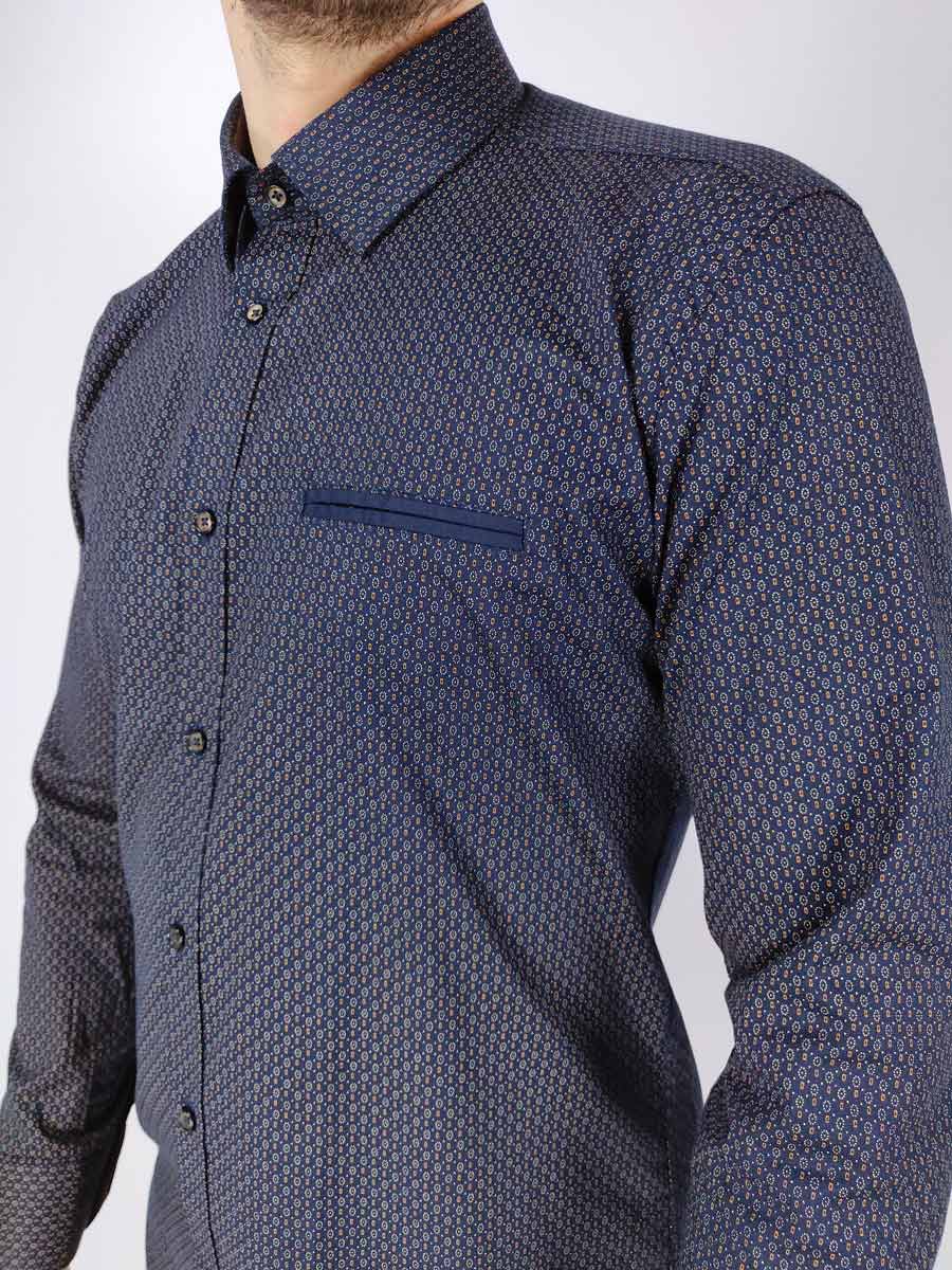 Squadra Πουκάμισο Με Μικροσχέδιο - Σκούρο‌‌ μπλε - NERMINO