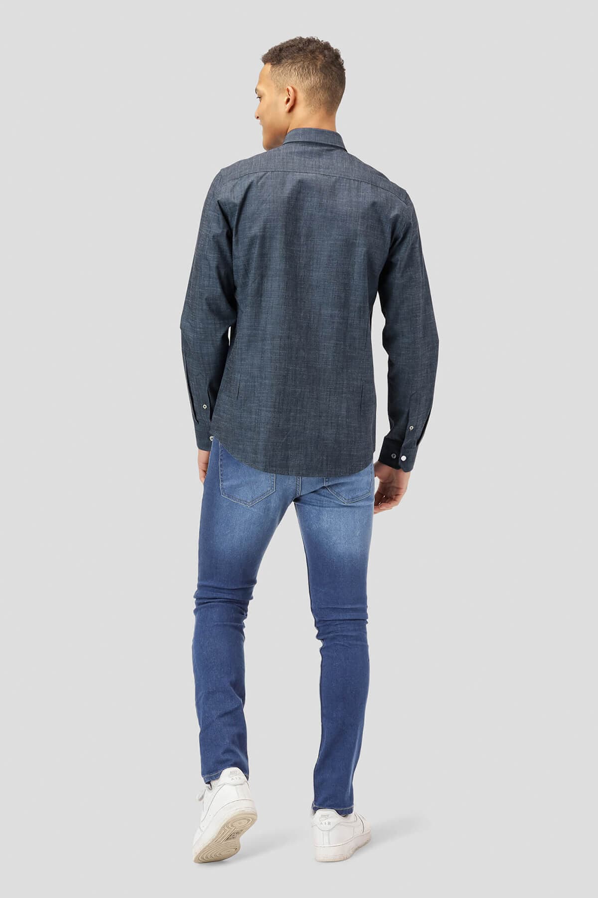 Marcus Πουκάμισο Woody Solid LS - Σκούρο‌‌ μπλε