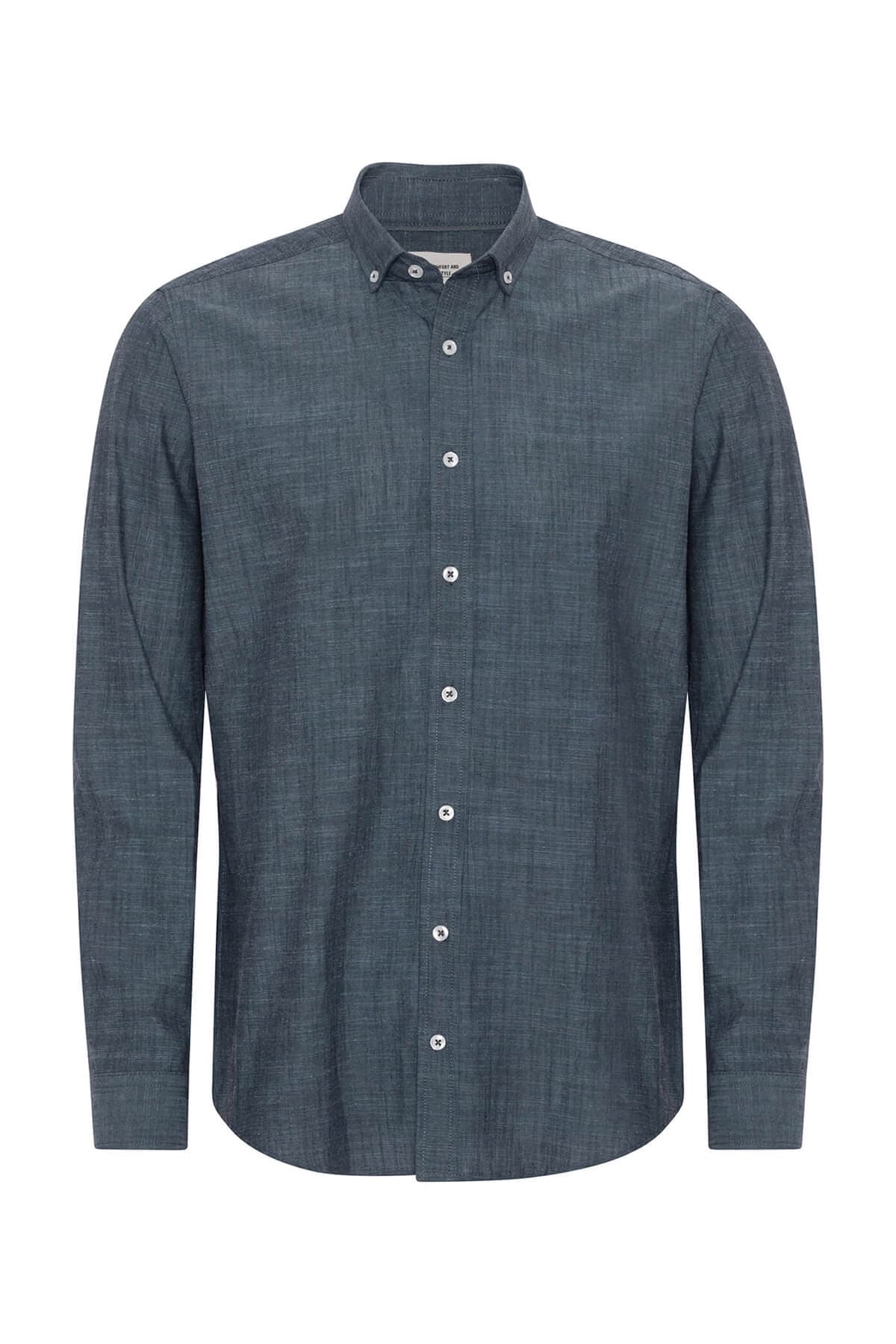 Marcus Πουκάμισο Woody Solid LS - Σκούρο‌‌ μπλε