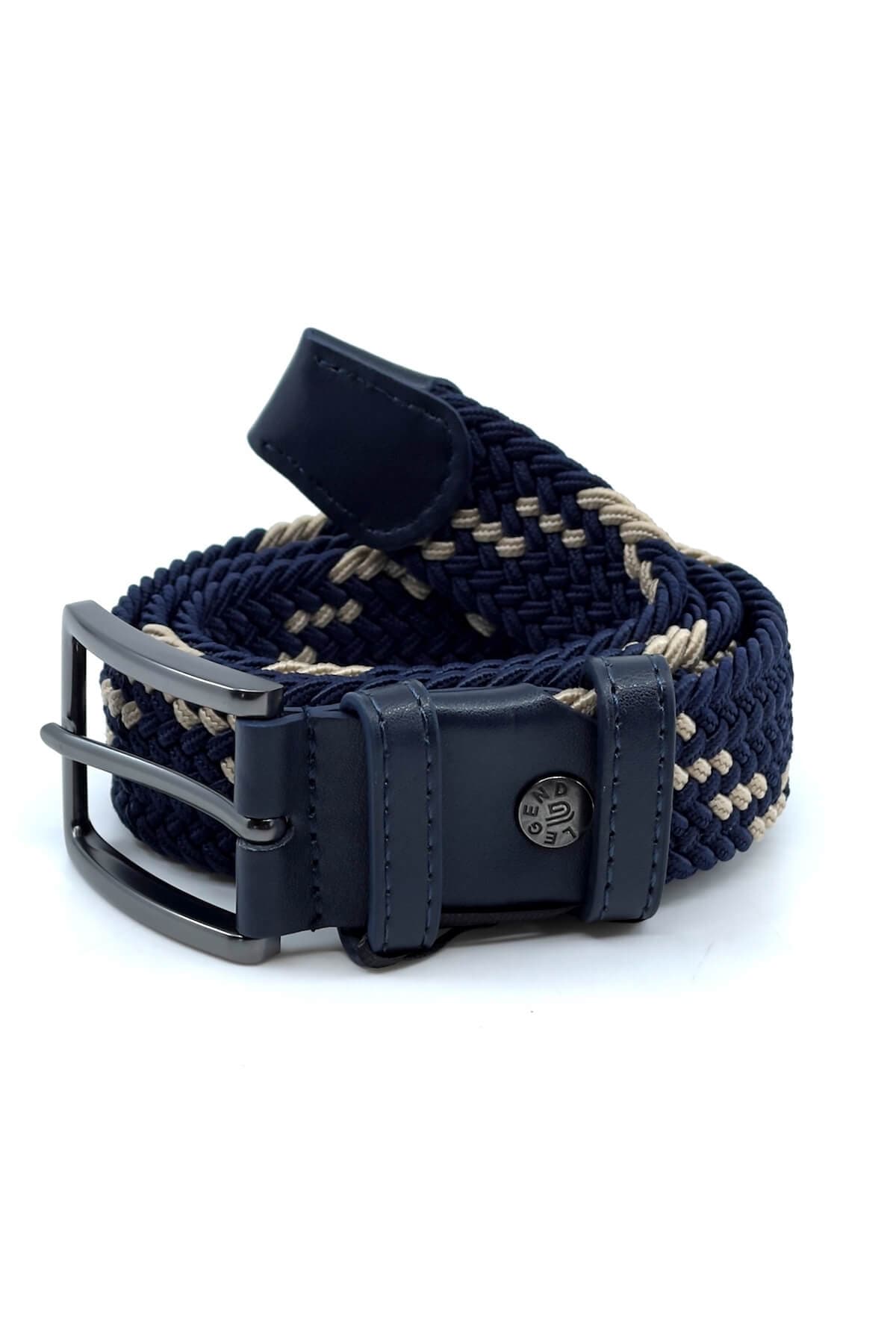 Legend Accessories Ελαστική Με Δερμάτινα Μέρη Μπλε - Σκούρο‌‌ μπλε