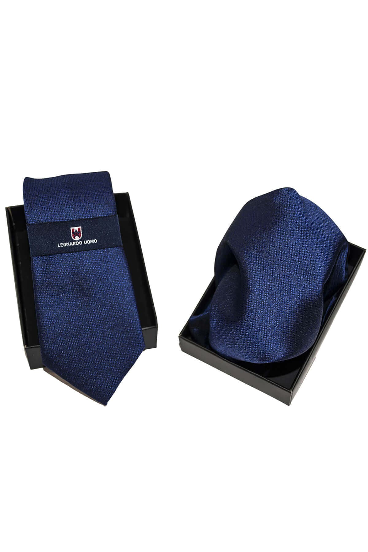 Leonardo Uomo Γραβάτα Με Μαντήλι - Σκούρο‌‌ μπλε