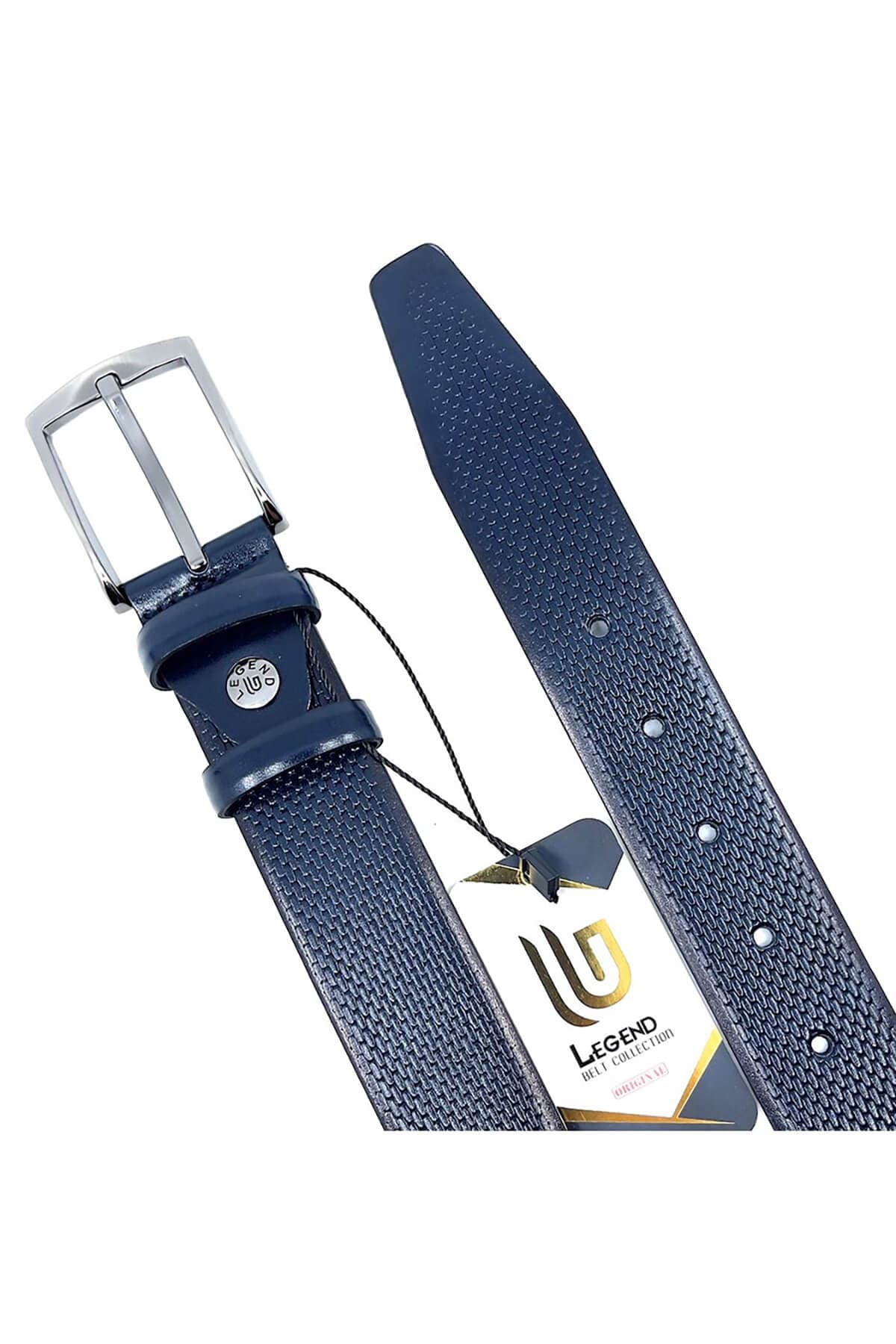 Legend Accessories Δερμάτινη Ζώνη - Σκούρο‌‌ μπλε