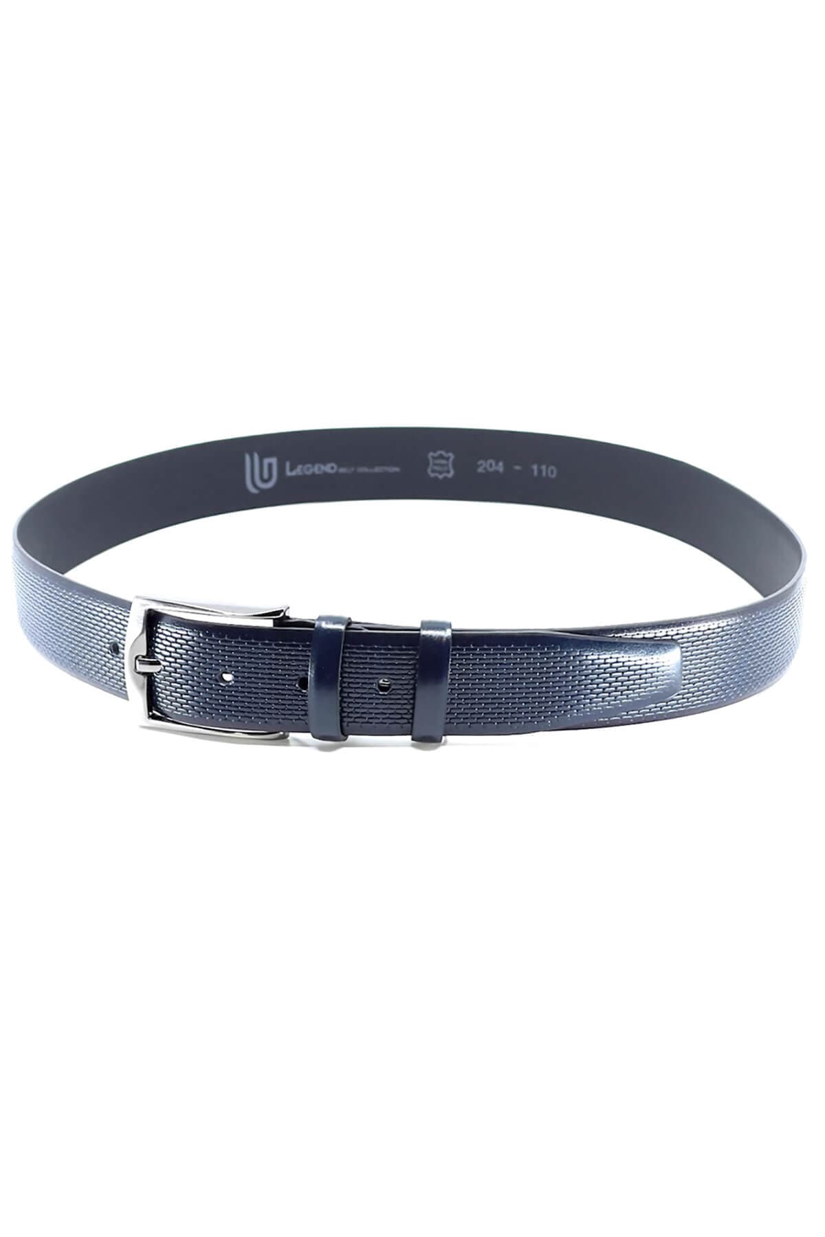 Legend Accessories Δερμάτινη Ζώνη - Σκούρο‌‌ μπλε