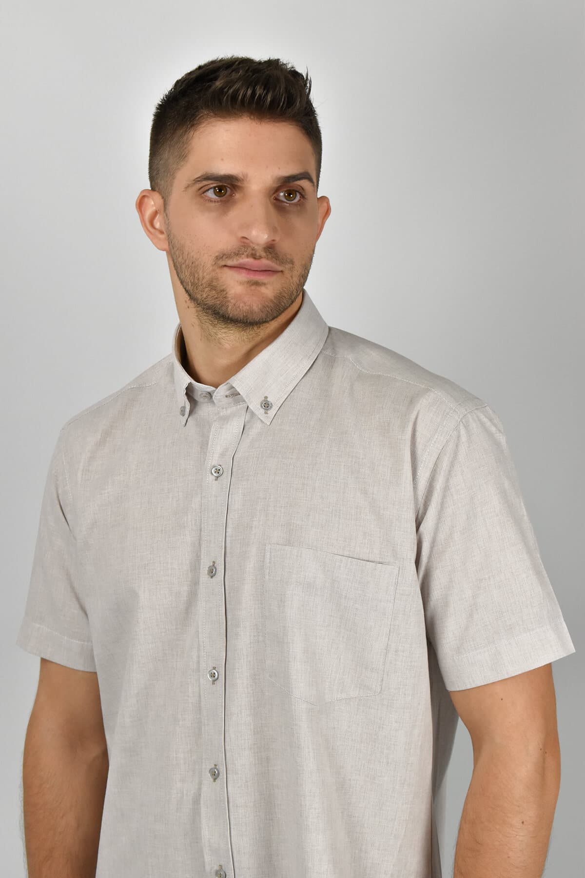 Rammazzoti Πουκάμισο Τύπου Λινό - Μπεζ - Cozi ss