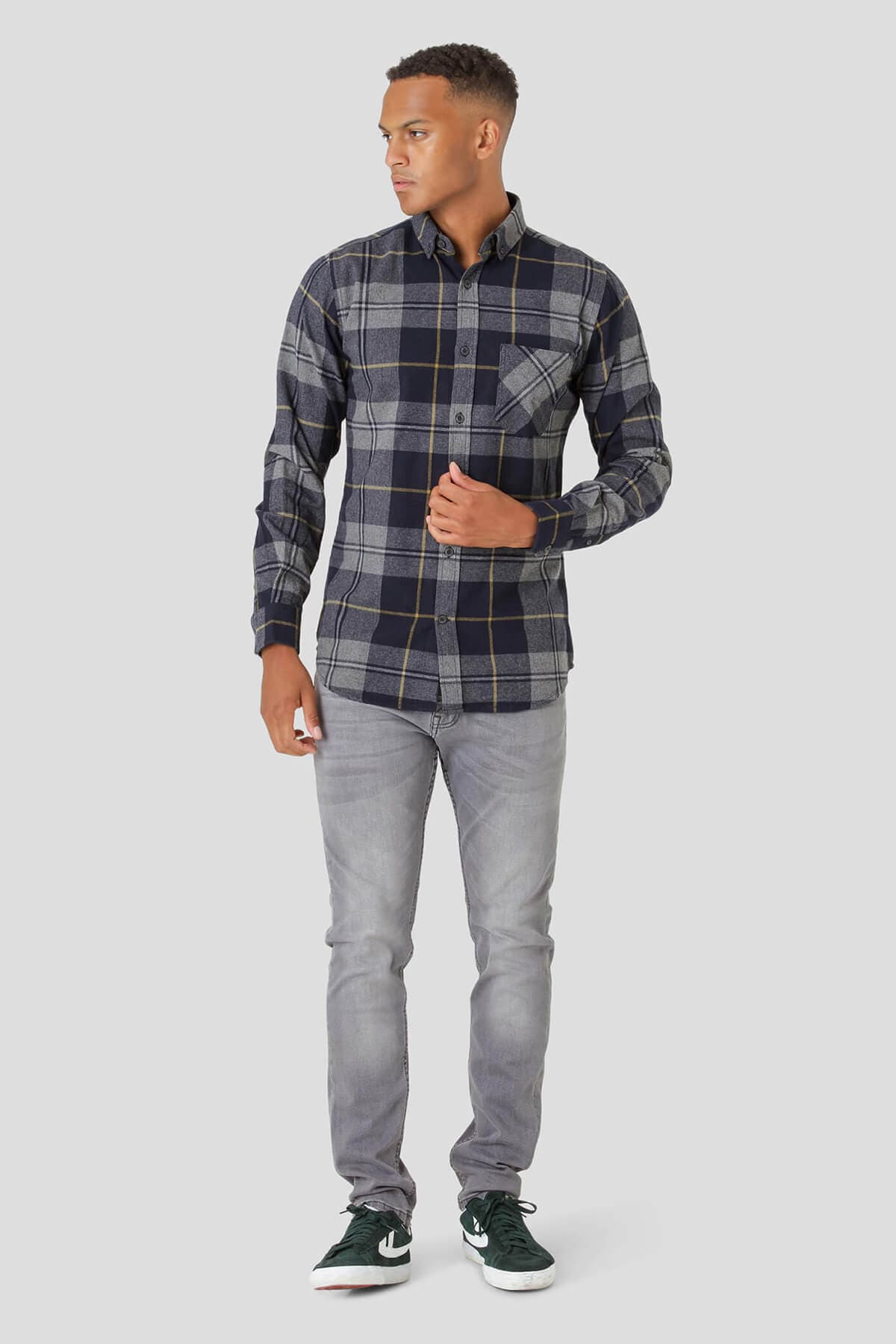 Marcus Καρό Πουκάμισο Από Φανέλα Farrel - Σκούρο‌‌ μπλε