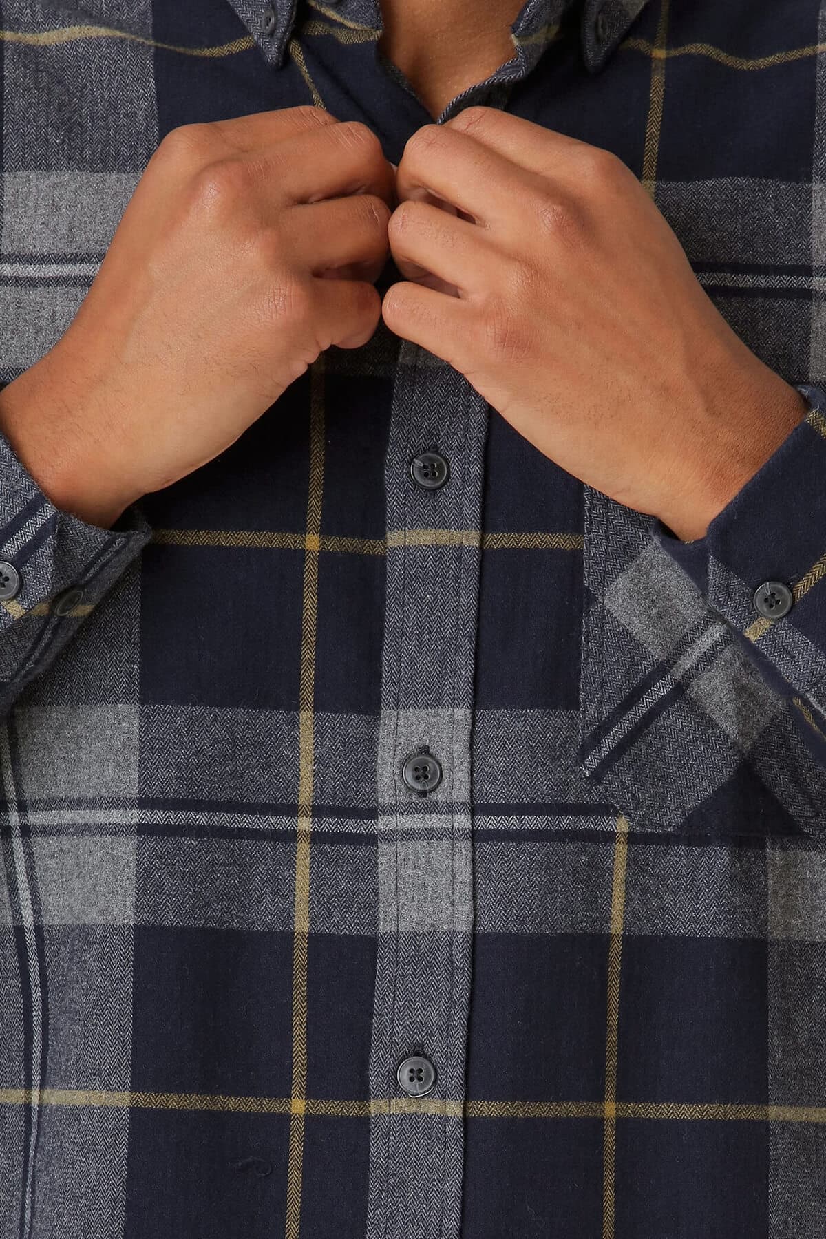 Marcus Καρό Πουκάμισο Από Φανέλα Farrel - Σκούρο‌‌ μπλε