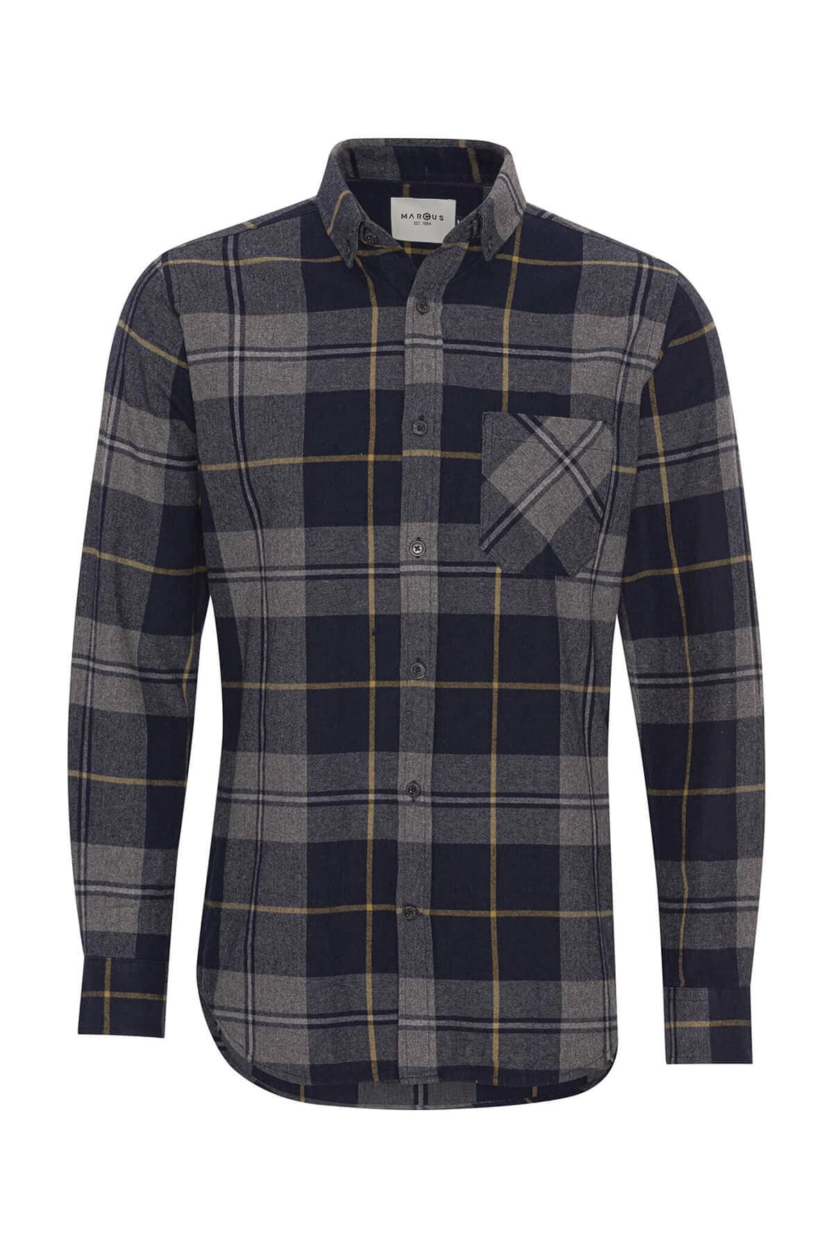 Marcus Καρό Πουκάμισο Από Φανέλα Farrel - Σκούρο‌‌ μπλε