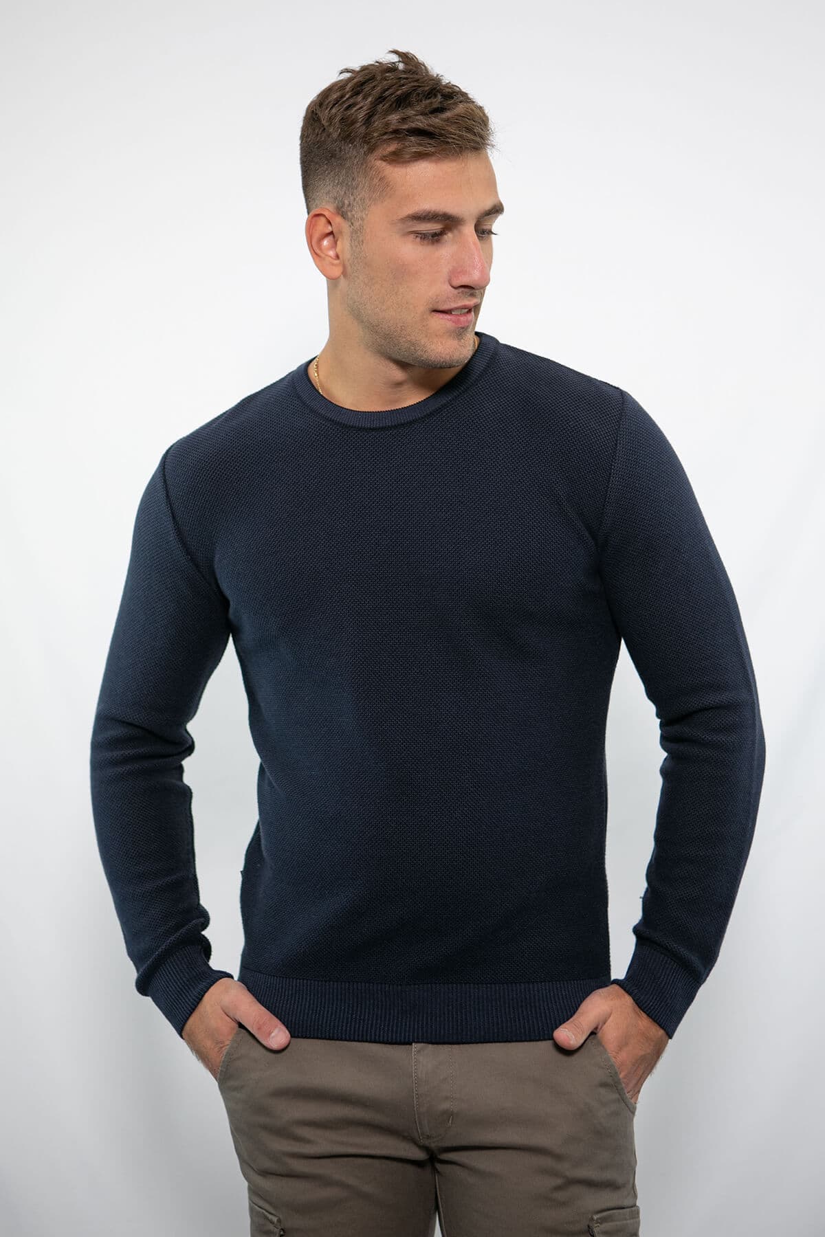 Side Effect Πουλόβερ Ζακάρ Με Ανάγλυφο Σχέδιο - Σκούρο‌‌ μπλε - ZKP2232