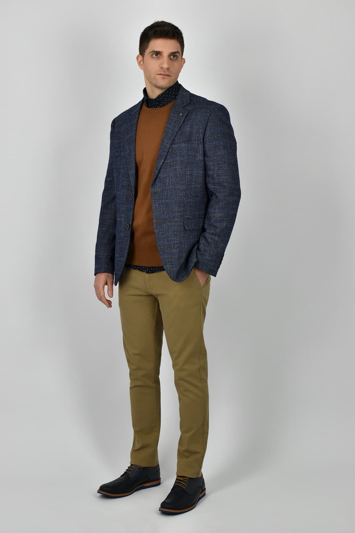 Leonardo Uomo Σακάκι Καρό - Σκούρο‌‌ μπλε - W22LU090122227