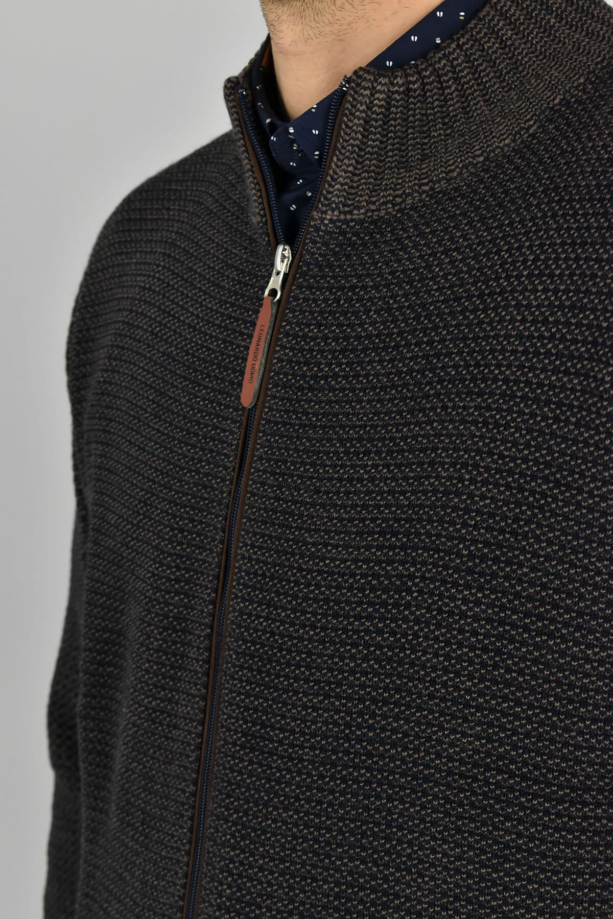 Leonardo Uomo Ζακέτα Με Ανάγλυφο Σχέδιο - Σκούρο‌‌ μπλε - W22LU021090