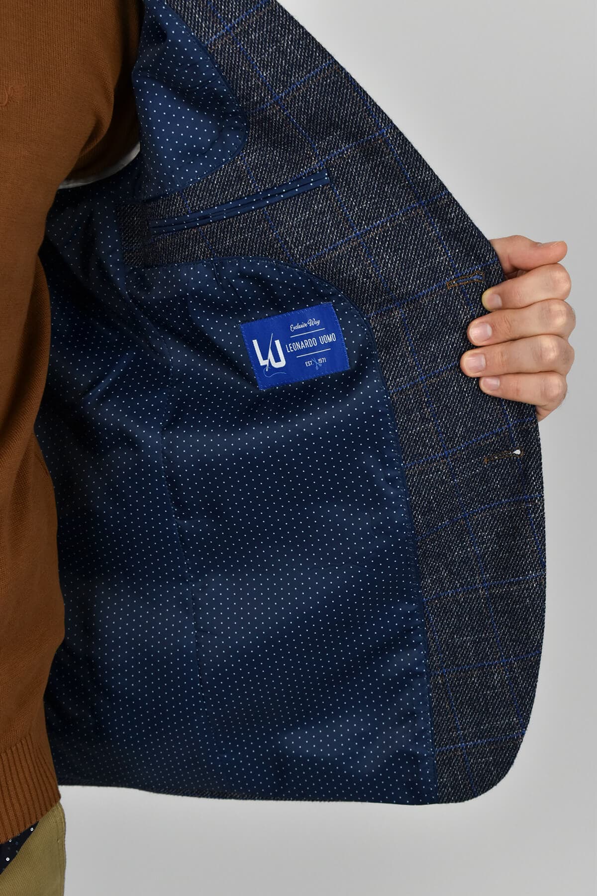 Leonardo Uomo Σακάκι Καρό - Σκούρο‌‌ μπλε - W22LU090122227