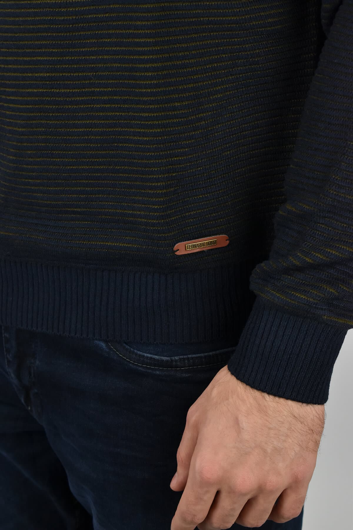 Leonardo Uomo Πουλόβερ Με Ανάγλυφο Σχέδιο - Σκούρο‌‌ μπλε - W22LU02506