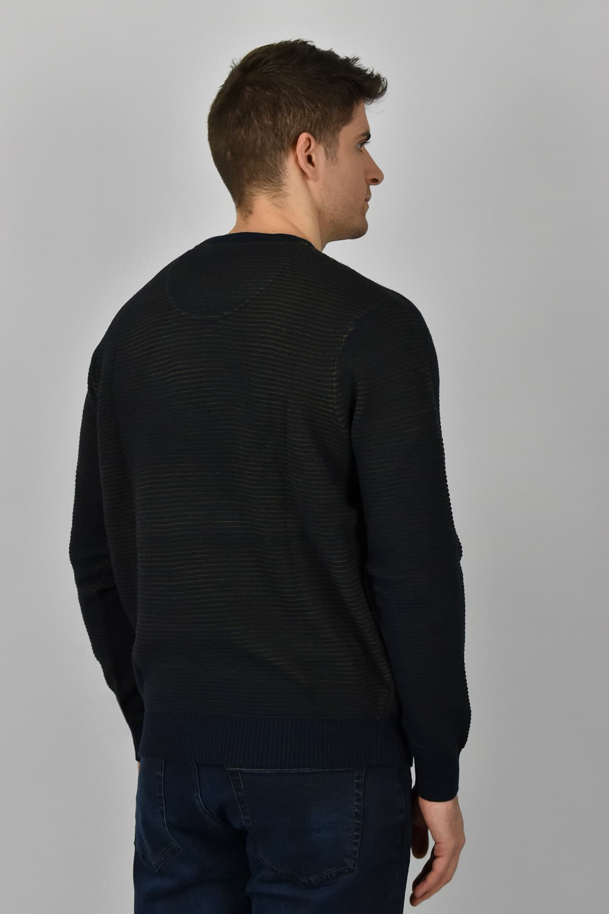 Leonardo Uomo Πουλόβερ Με Ανάγλυφο Σχέδιο - Σκούρο‌‌ μπλε - W22LU02506