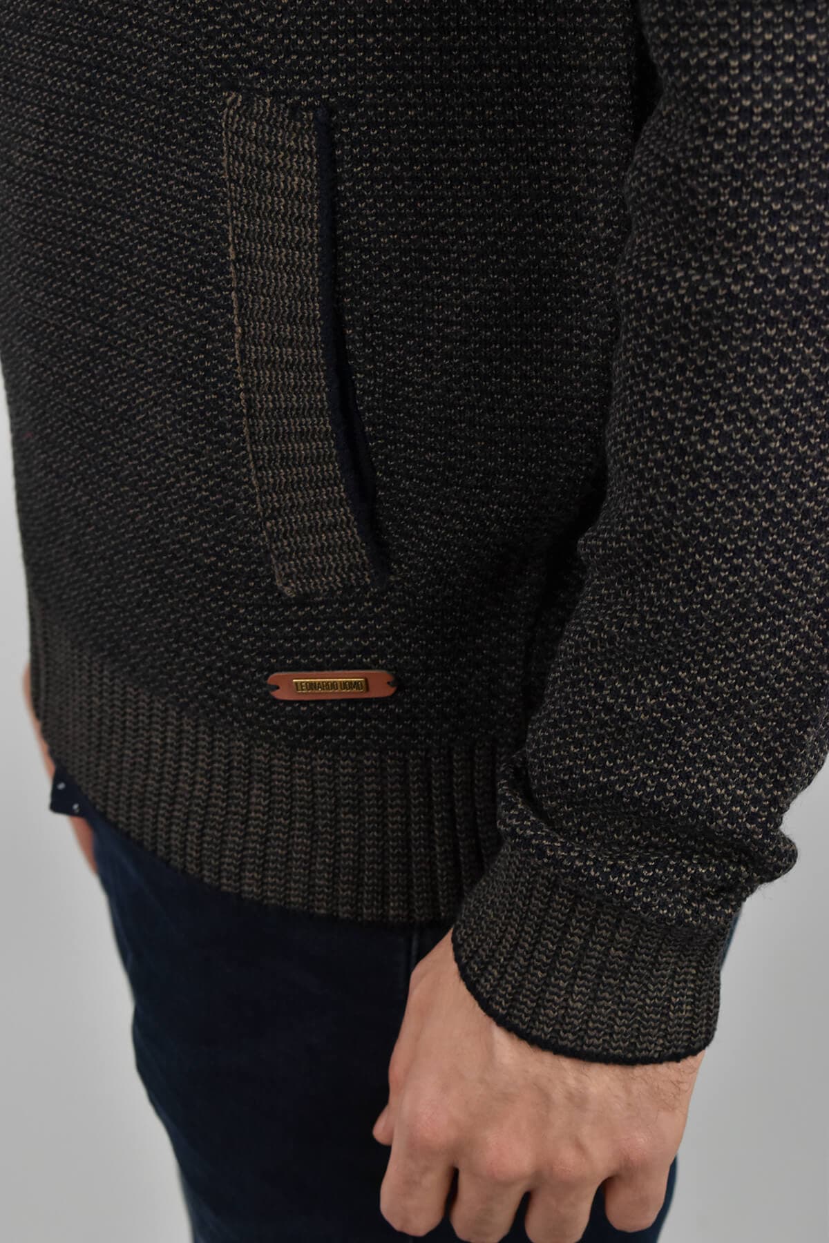 Leonardo Uomo Ζακέτα Με Ανάγλυφο Σχέδιο - Σκούρο‌‌ μπλε - W22LU021090