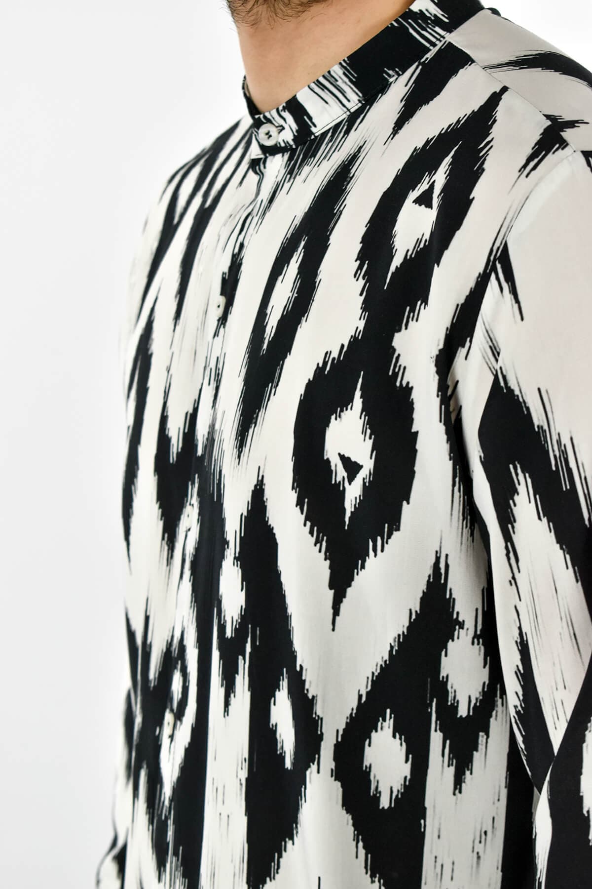 JustWest Πουκάμισο Μάο Με Σχέδιο