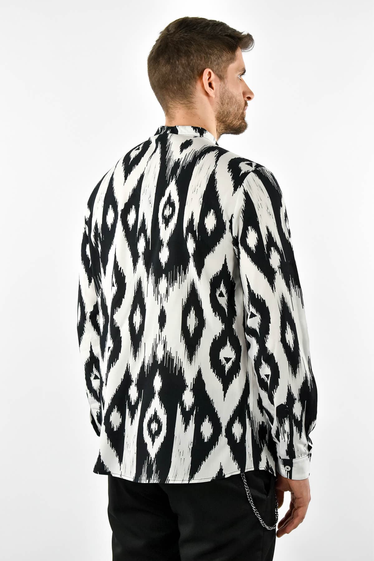 JustWest Πουκάμισο Μάο Με Σχέδιο