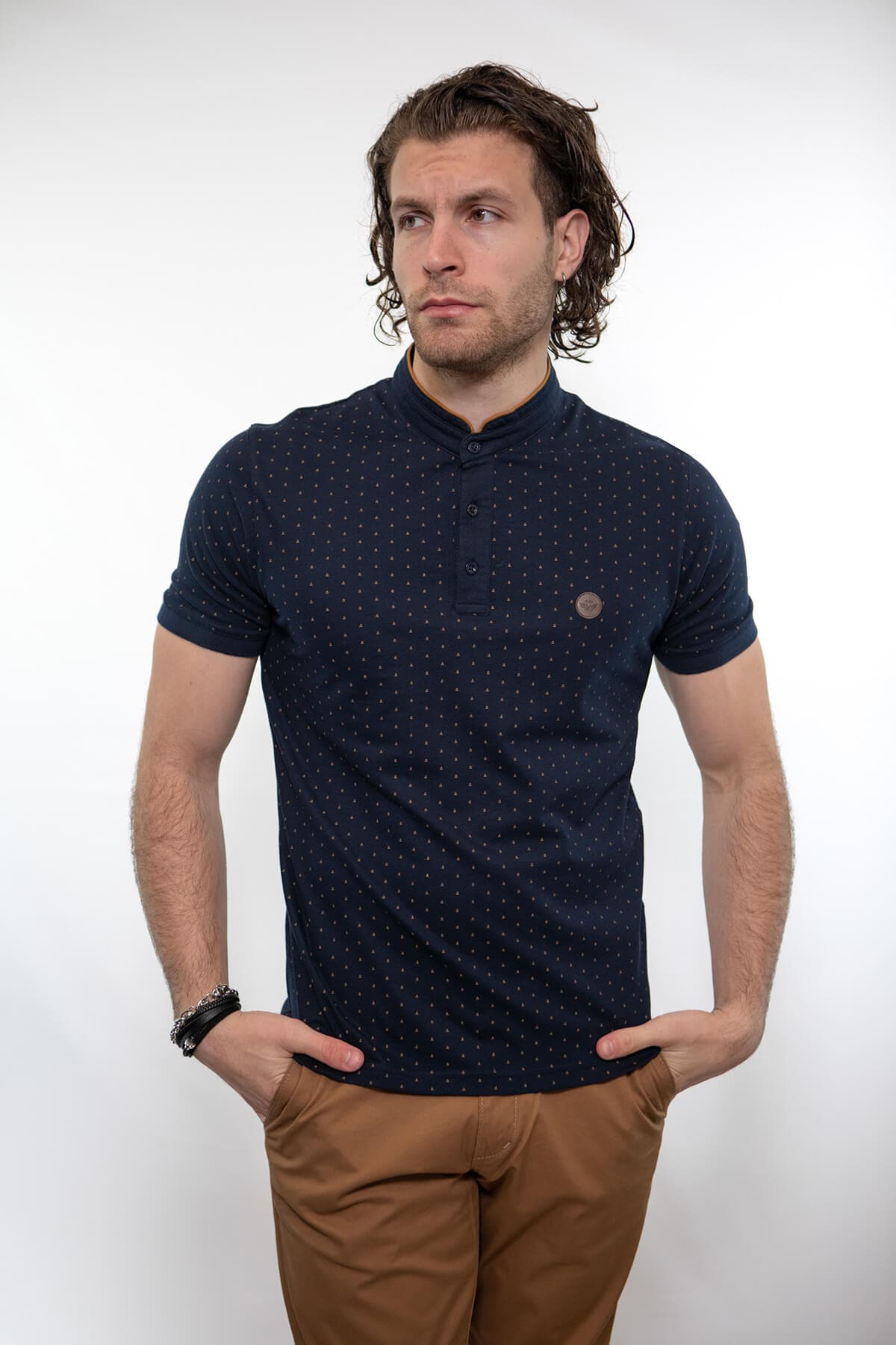 Side Effect Μπλούζα Πόλο Με Μικροσχέδιο - Σκούρο‌‌ μπλε