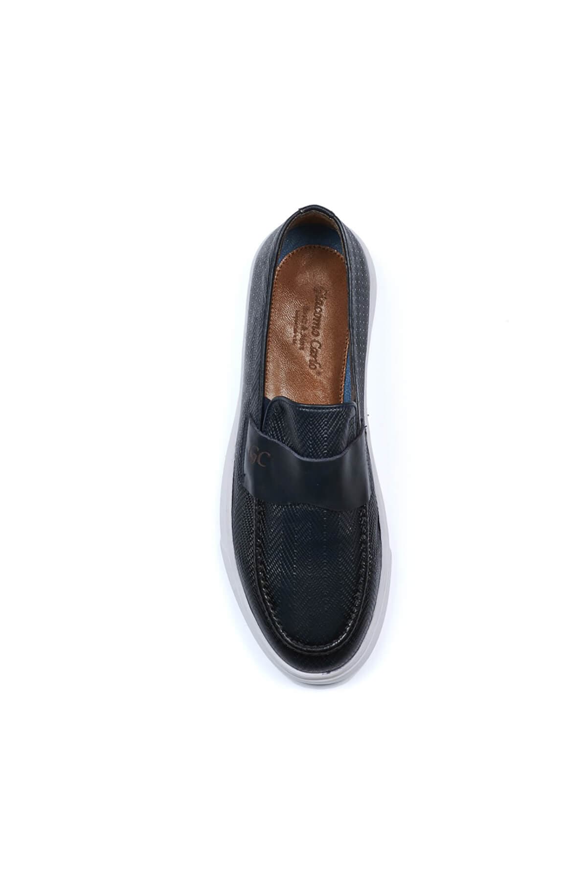 Giacomo Carlo Leather Loafer - Σκούρο‌‌ μπλε - BY880