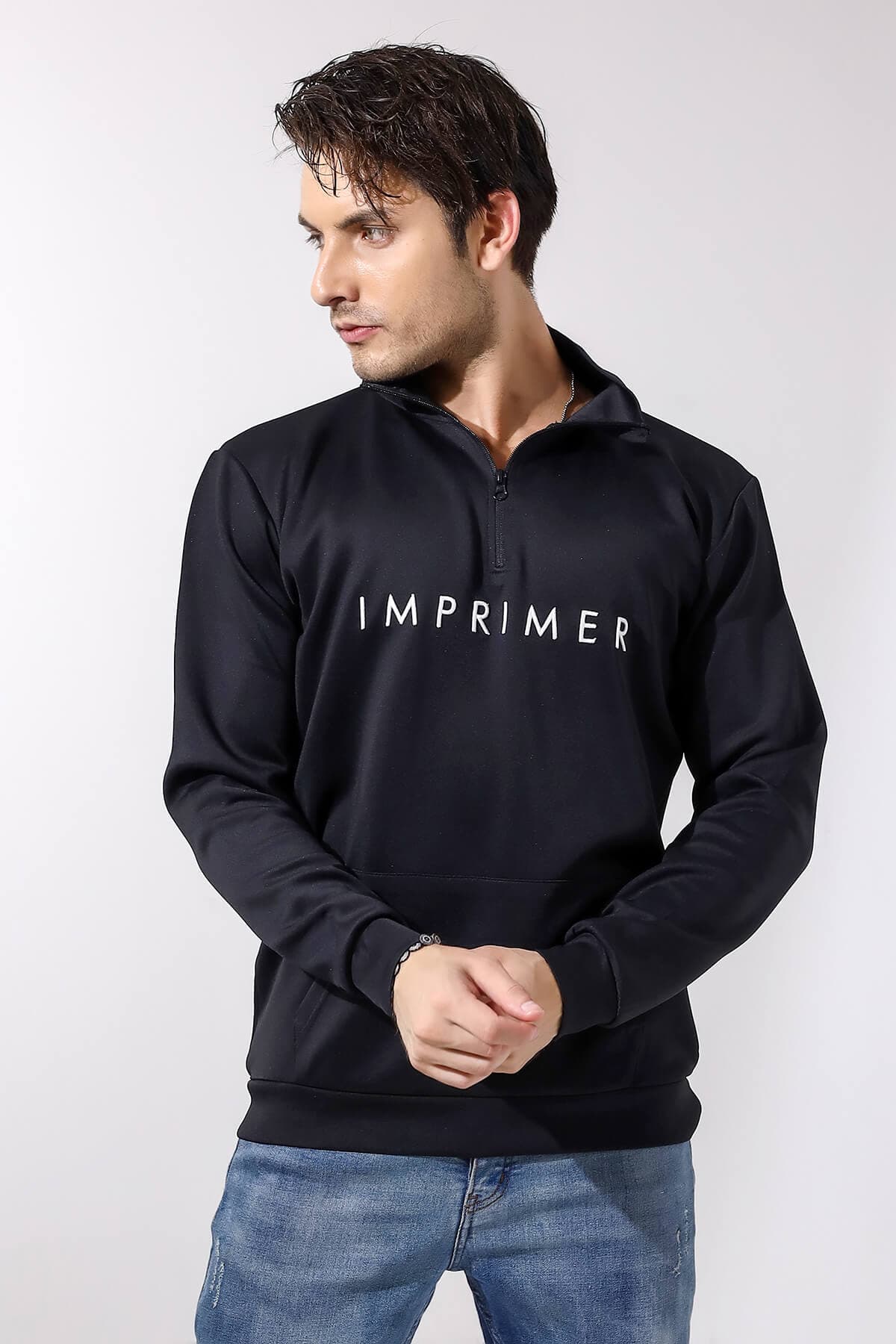 Imprimer Φούτερ Με Όρθιο Γιακά Και Logo