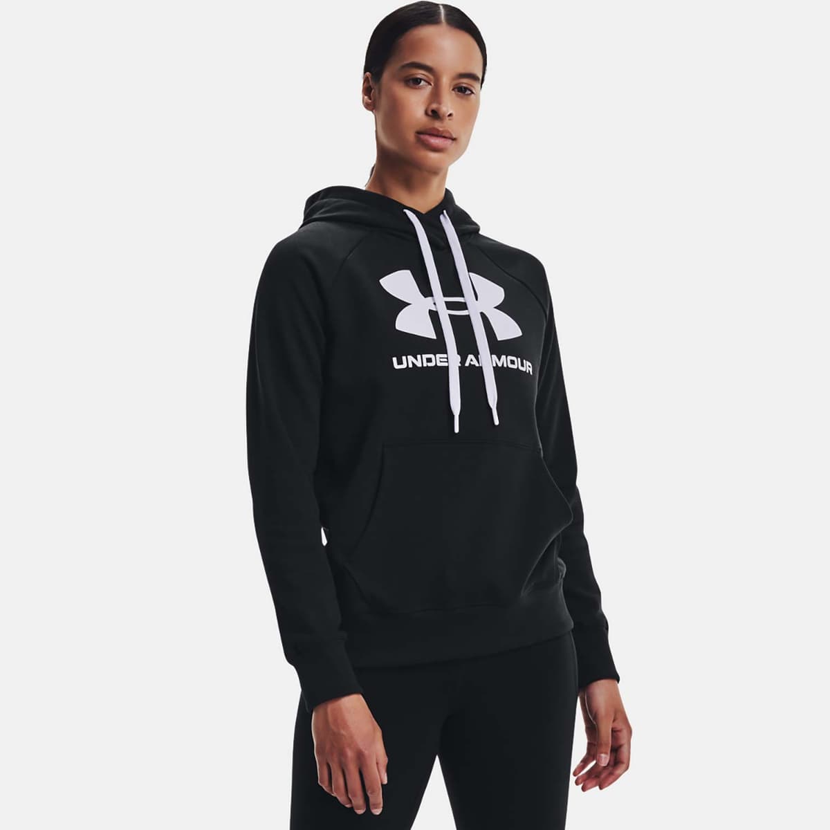 Ua Rival Fleece Logo Hoodie Μαυρο