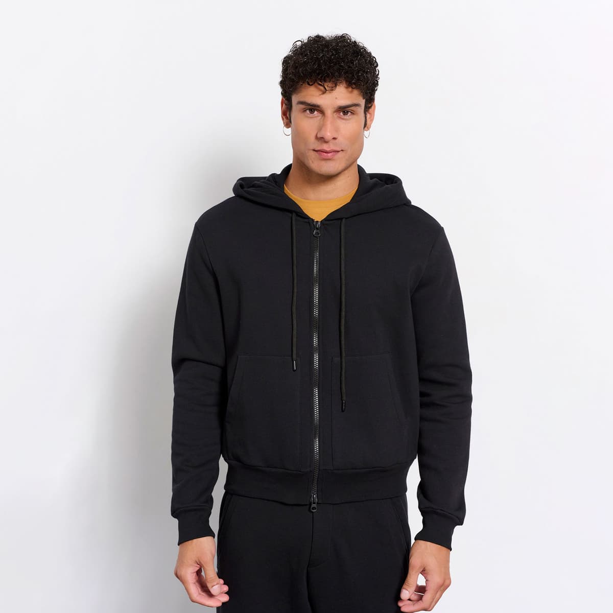Bdtk Hooded Full-Zip Sweater Μαυρο