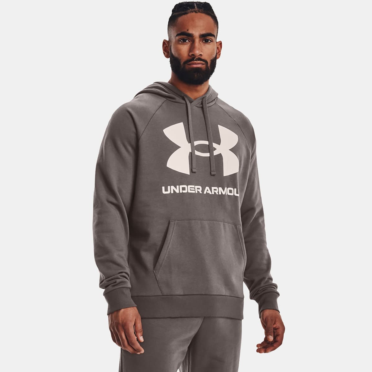 Under Armour Rival Fleece Big Logo Hoodie Γκρι