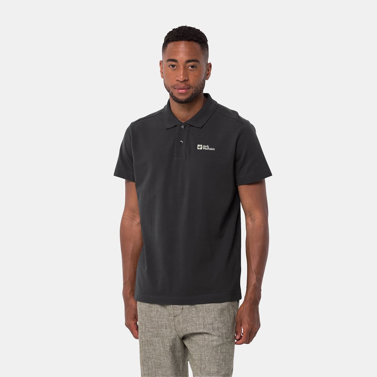 Jack Wolfskin Essential Polo T-Shirt Μαυρο