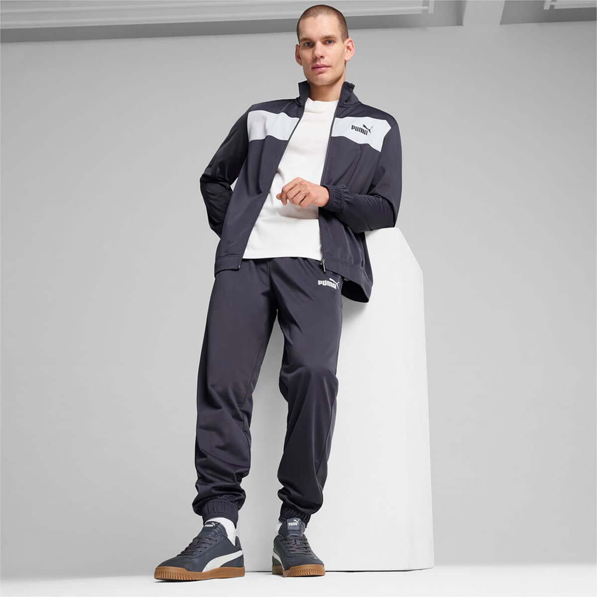 Puma Polyester Tracksuit Γκρι