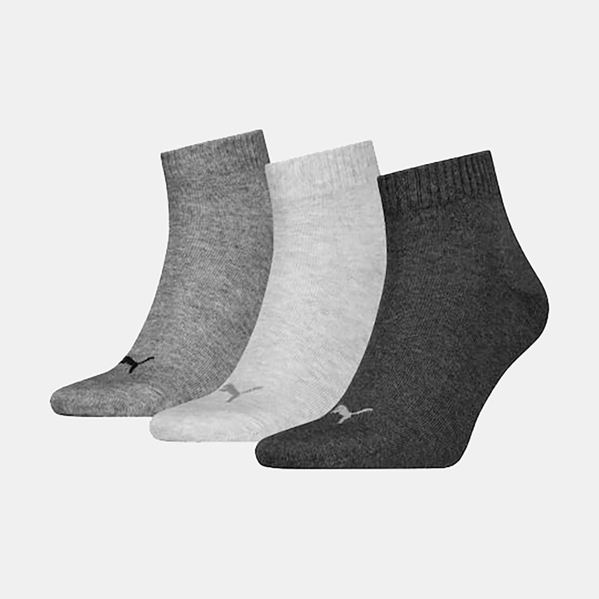 Puma Unisex Quarter Plaιν 3Pair Socks Γκρι