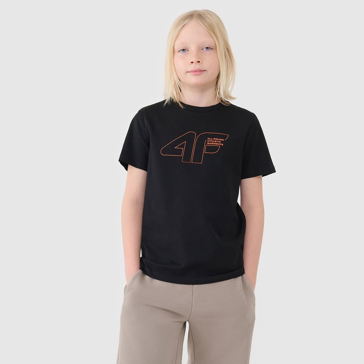 4F Boys' Logo T-Shirt Μαυρο