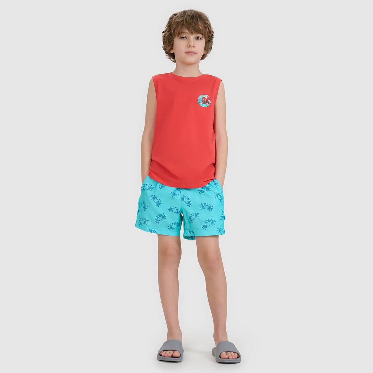 4F Boys Board Swim Shorts Κοκκινο