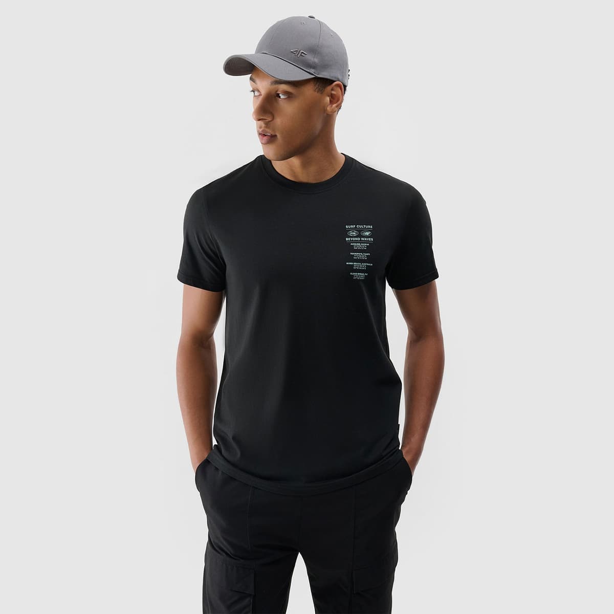 4F Men'S Regular T-Shirt With Print Μαυρο