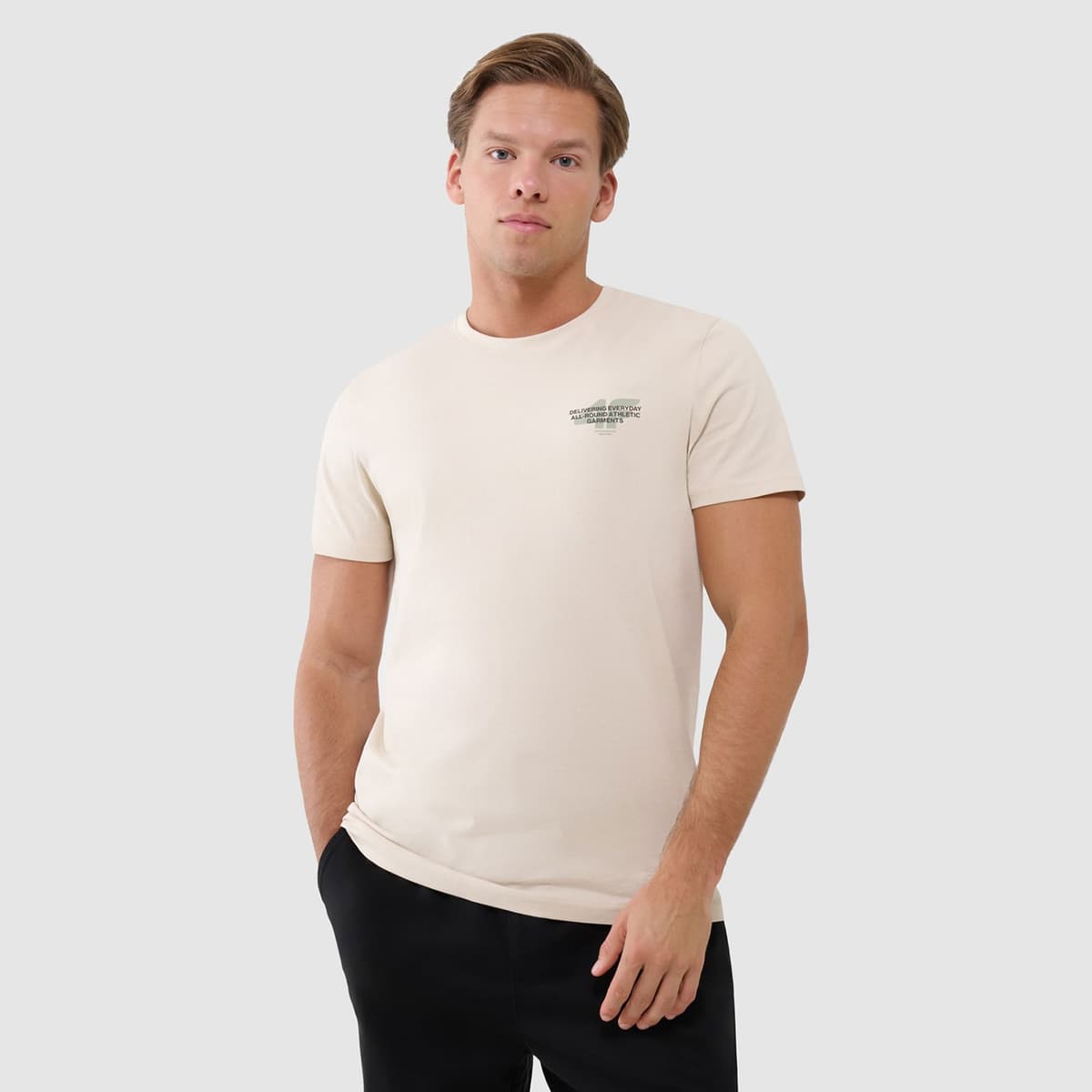 4F Men'S Regular T-Shirt With Print Μπεζ