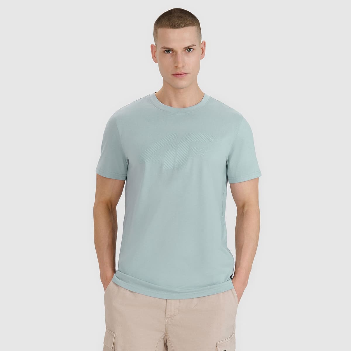 4F Men'S Regular Plain T-Shirt Μπλε