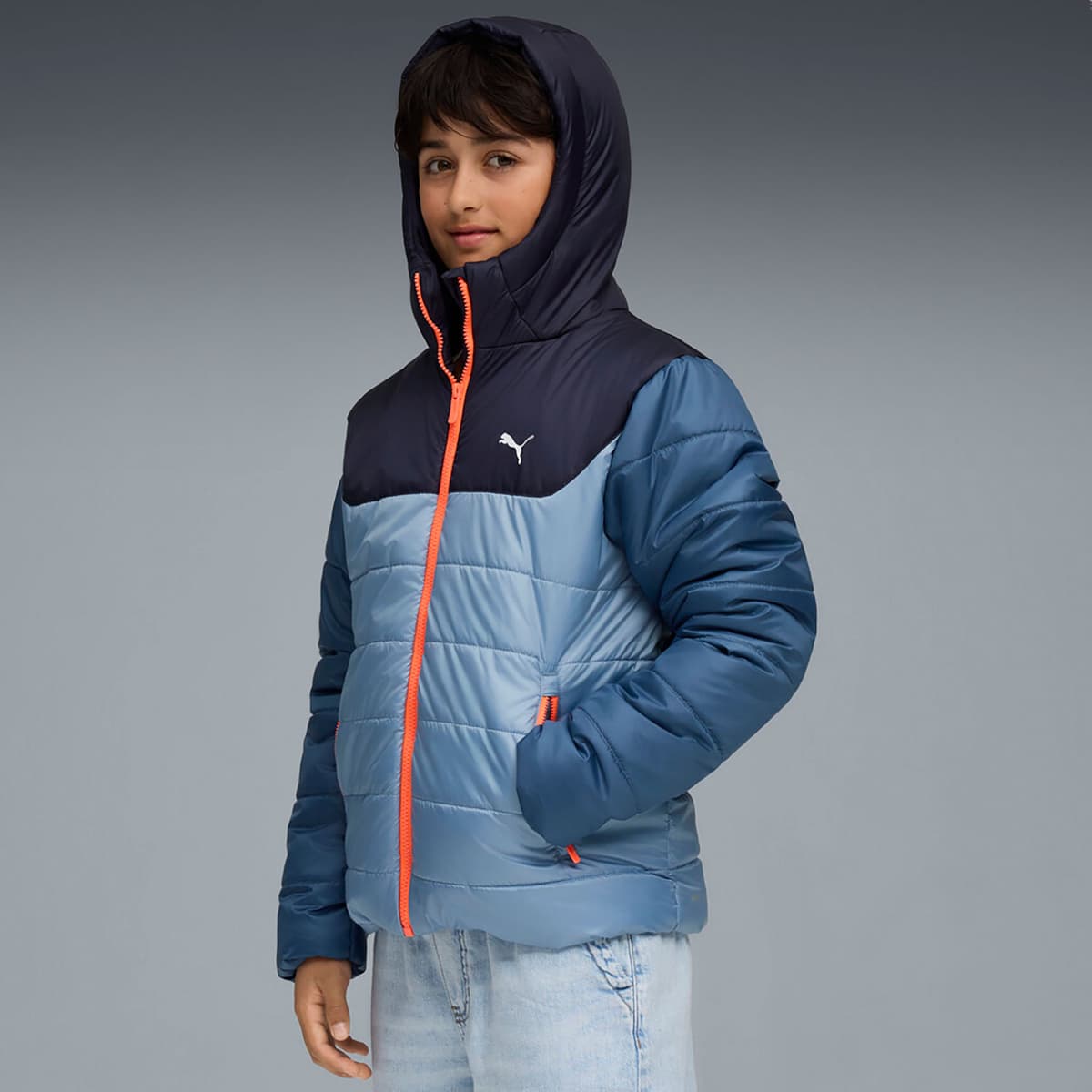 Puma Essentials Hooded Padded Kids Jacket Μπλε