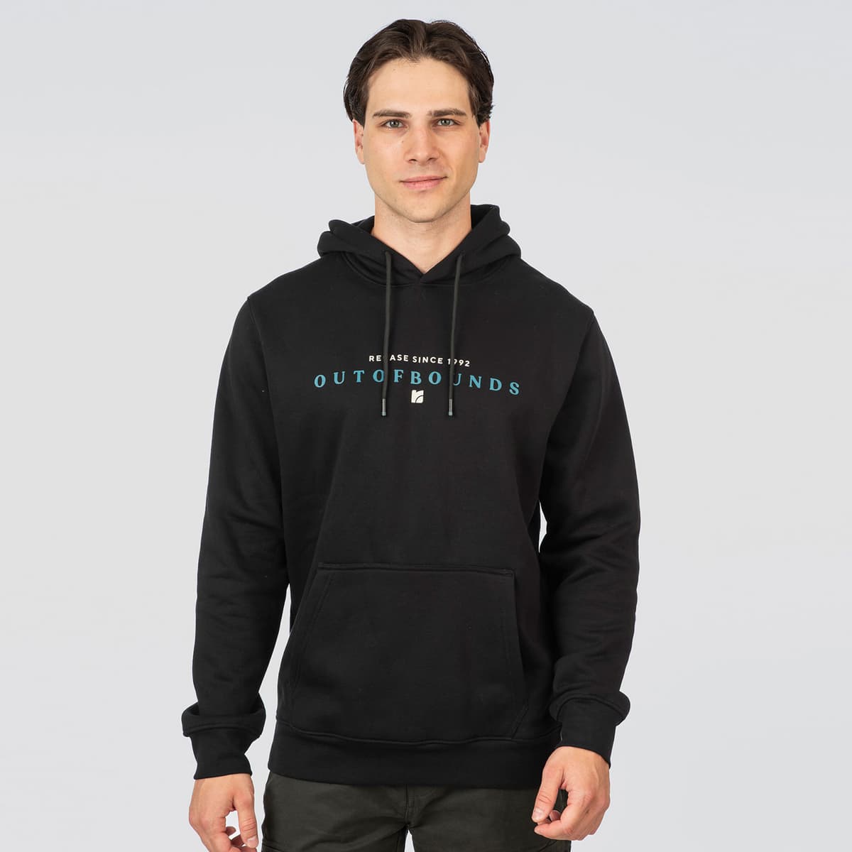 Rebase Double Pressed Print Brushed Fleece Hoodie Μαυρο