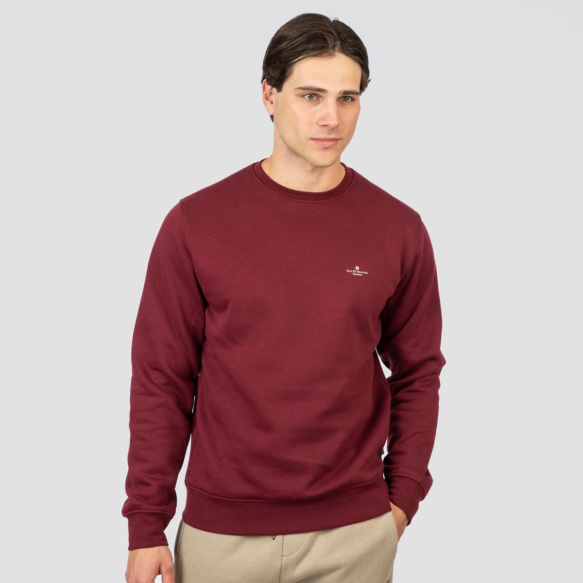Rebase Thin High Density Brushed Fleece Crewneck Top Κοκκινο