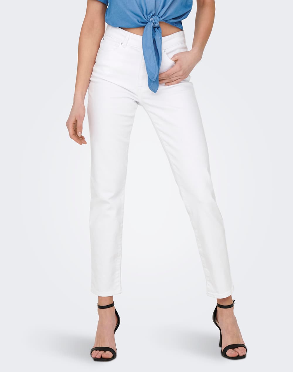 ONLY ONLEMILY STRETCH HW STR ANK DNM NOOS 15292435-WHITE White